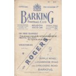 BARKING 1933 Barking home programme v Tufnell Park, 16/12/1933, Amateur Cup replay, slight fold.