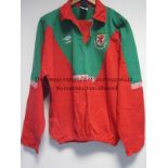 WALES "B" Red and green tracksuit top sweater with Wales "B" badge on left breast, worn by Sean