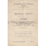 WARTIME - IPSWICH Four page programme, Royal Navy v Army, 17/11/45 at Portman Road, Ipswich, players