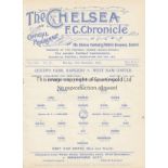 QPR - WEST HAM AT CHELSEA 1924 Chelsea single sheet programme for London Challenge Cup Semi-Final,