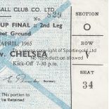 LEAGUE CUP FINAL TICKET Ticket League Cup Final 2nd Leg Leicester City v Chelsea 5th April 1965 at