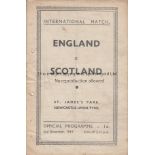 ENGLAND - SCOTLAND 1939 AT NEWCASTLE Very scarce programme, England v Scotland, 2/12/1939 at St