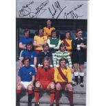 SCOTLAND 1975 Col 12” x 8” photo, showing an image showing Scotland players posing in their club