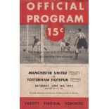 MANCHESTER UTD v TOTTENHAM 1952 Manchester United v Tottenham Hotspurs Friendly played 14 June