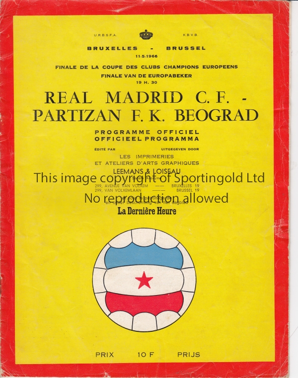 1966 EUROPEAN CUP FINAL Official programme, 1966 European Cup Final, Real Madrid v Partizan