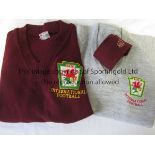 WALES Two sweaters (pullovers) with Boys Clubs Wales badges on left breasts plus a maroon tie with