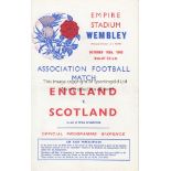 ENGLAND / SCOTLAND 4 Page programme for the England v Scotland International at Wembley 10th October