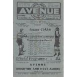 WALTHAMSTOW AVENUE / BRIGHTON 4 Page programme Walthamstow Avenue v Brighton & Hove Albion FA Cup