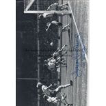 TREVOR BROOKING - WEST HAM B/W 12” x 8” photo, showing West Ham’s Trevor Brooking heading the