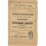 BARNET / SOUTHEND 4 Page programme Barnet v Southend United FA Cup 2nd Round December 14th 1946.