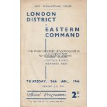 WARTIME - QPR Four page programme, Army Soccer, London District v Eastern Command, 24/1/46 at Loftus