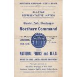 WAR-TIME FOOTBALL AT GRIMSBY TOWN 1944 Programme for Northern Command v National Police and Fire