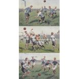 ARTHUR THIELE POSTCARDS Three different postcards with football scenes by German painter Arthur