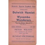 DULWICH - WYCOMBE 1939 Dulwich Hamlet six page gatefold home programme v Wycombe Wanderers, 18/3/