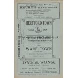 HERTFORD TOWN Two home programmes v. Saffron Walden 20/11/1937 and Ware Town 5/11/1938. Good