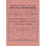 ARSENAL V DERBY COUNTY 1946 Single sheet programme for the Arsenal home FL South match 22/4/1946,