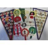 FOOTBALL ROSETTES & PENNANTS Seven 1960'S/ 1970'S rosettes: England, Wales, Ireland, Germany,