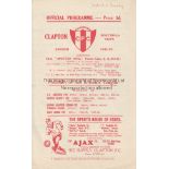 CLAPTON 4 Page programme Clapton v Leytonstone Essex Cup 4th Round February 13th 1932. Neat team