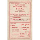 EAST SUSSEX CUP FINAL 1948 Four page Bexhill programme for Rye United v Eastbourne Comrade Res, East