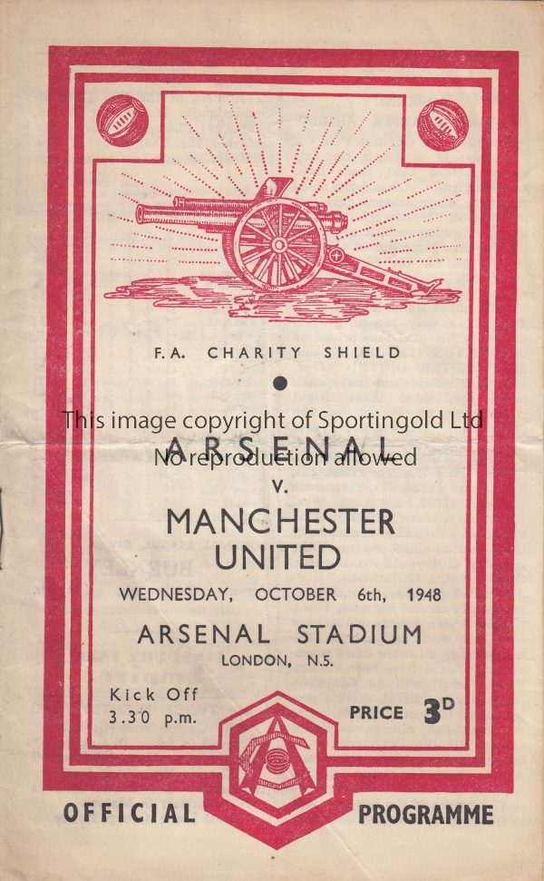 1948 CHARITY SHIELD Official programme, 1948 Charity Shield, Arsenal v Manchester United , 6/10/48