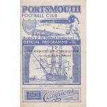 PORTSMOUTH V BRENTFORD 1944 Programme for the FLS match at Portsmouth 2/9/1944, folded, slightly