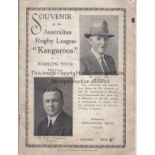 AUSTRALIAN RUGBY LEAGUE Souvenir brochure for the Kangaroos World Tour 1933/4 printed in England.