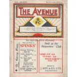 BRADFORD PA - BURNLEY 38-39 Bradford Park Avenue home programme v Burnley 5/11/1938, staples