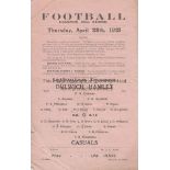 DULWICH - CASUALS 1921 Dulwich Hamlet single sheet programme v Casuals, 28/4/1921, Isthmian