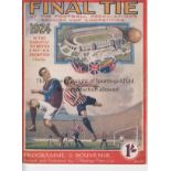 1924 CUP FINAL Official programme, 1924 Cup Final, Aston Villa v Newcastle, back cover is facsimile,