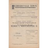 HUDDERSFIELD - MAN UTD 47-48 Huddersfield home programme v Manchester United, 27/3/48, slight