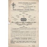 SOUTH LIVERPOOL / CARLISLE 4 Page programme South Liverpool v Carlisle United FA Cup 2nd Round