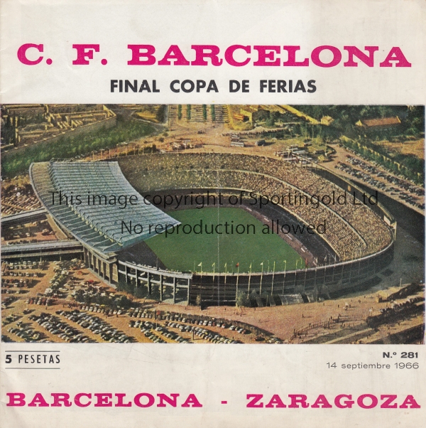 1966 FAIRS CUP FINAL Barcelona v Real Zaragoza (1st Leg) played 14 September 1966 at the Nou Camp,