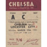 LEAGUE CUP FINAL TICKET Ticket League Cup Final 1st Leg Chelsea v Leicester City 15th March 1965