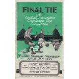 1933 CUP FINAL Official programme, 1933 Cup Final, Everton v Manchester City, pencil changes, slight