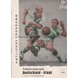 WEST GERMANY V REP. OF IRELAND 1960 Programme for the International in Dusseldorf 11/5/1960. Good