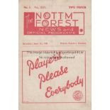 NOTTM FOREST - CHELSEA 45-6 Nottingham Forest home programme v Chelsea, 1/9/45, slight folds.