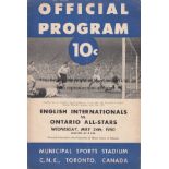 1950 ENGLAND English Internationals (England) v Ontario All-Stars Friendly played 24 May 1950 at