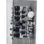 PETER BRABROOK - WEST HAM B/W 12” x 8” photo, showing West Ham players posing with the FA Cup and