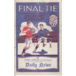 1927 CUP FINAL Official programme, 1927 Cup Final, Cardiff v Arsenal, back cover damaged with