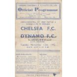CHELSEA - MOSCOW DYNAMO 45 Four page Chelsea programme, v Moscow Dynamo, 13/11/45, folds, scores,