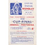 WAR CUP FINAL 1941 Official programme, 1941 Football League Cup Final, Arsenal v Preston at Wembley,