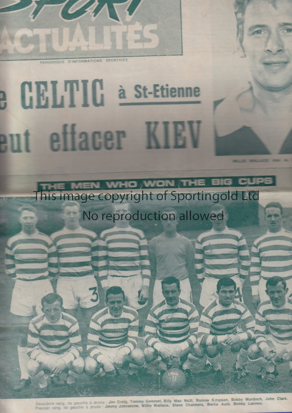 1968 EUROPEAN CUP Saint-Etienne v Glasgow Celtic played 18 September 1968 at the Stade Geoffrey-