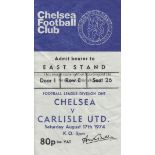 CHELSEA V CARLISLE UTD. 1974 Ticket for Carlisle's first match in the top flight, away to Chelsea