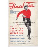 1938 CUP FINAL Official programme , 1938 Cup Final, Huddersfield v Preston, creased, no writing,