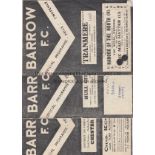BARROW Three Barrow home programmes, v Tranmere 47/8 (two ink blots on cover), v Hull 48/9 (score,