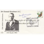 DON BRADMAN AUTOGRAPH An Australian signed first day cover for 75th Birthday of Sir Donald Bradman