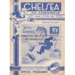 CHELSEA / ARSENAL Programme Chelsea v Arsenal 7th October 1939, early war issue, four page program.