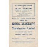 WAR CUP FINAL NORTH 1945 Official programme, Bolton v Manchester United, 19/5/45, War Cup Final