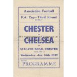 CHESTER / CHELSEA 4 Page Pirate programme Chester v Chelsea FA Cup 3rd Replay 16th January 1952