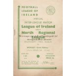 IRISH REPRESENTATIVE 1946 Official programme, League of Ireland v North Regional League (Northern